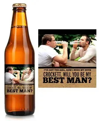 Wood You Be My Groomsman Beer Label