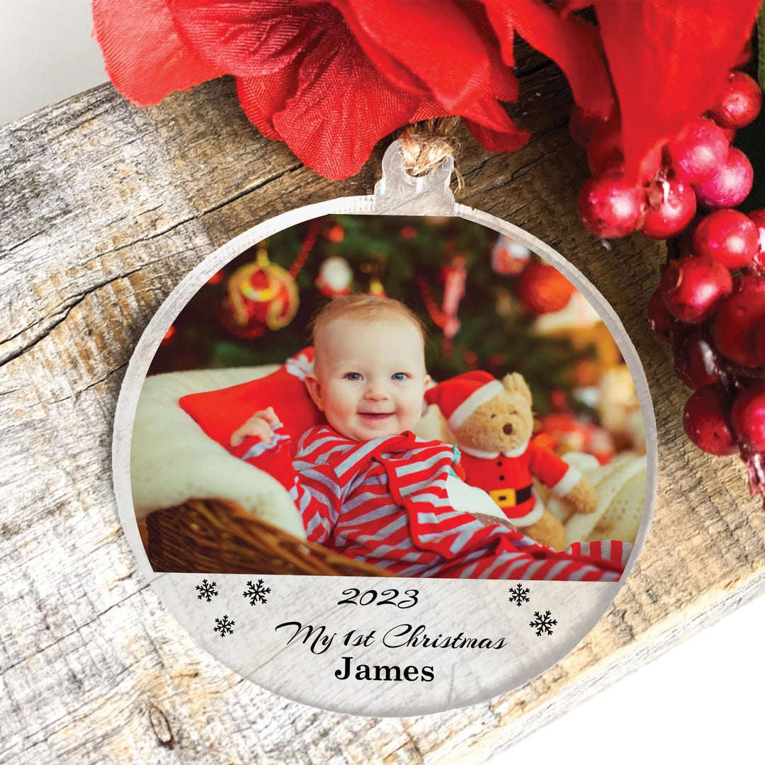 Acrylic Baby First Christmas Ornament - iCustomLabel