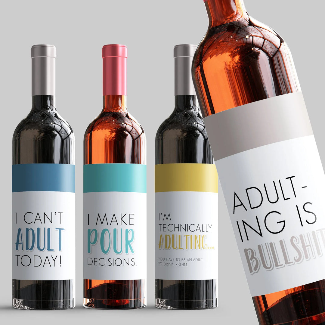 Adulting Wine Label Set - iCustomLabel