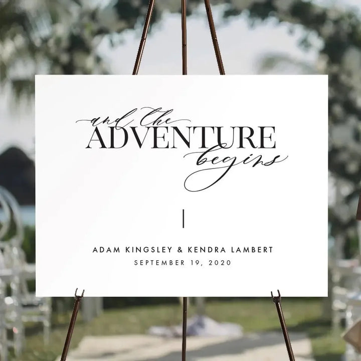 Adventure Begins Wedding Welcome Sign - iCustomLabel