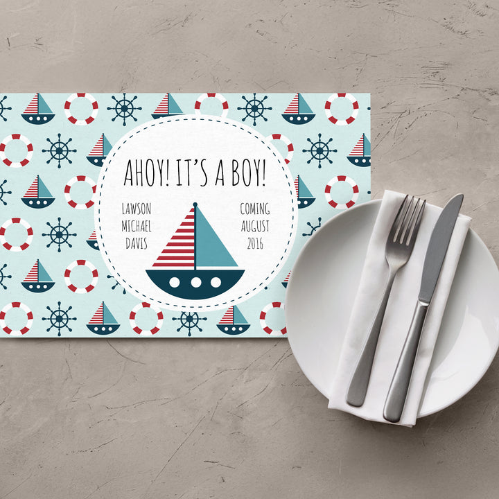 Ahoy it's A Boy Baby Shower Placemats - iCustomLabel