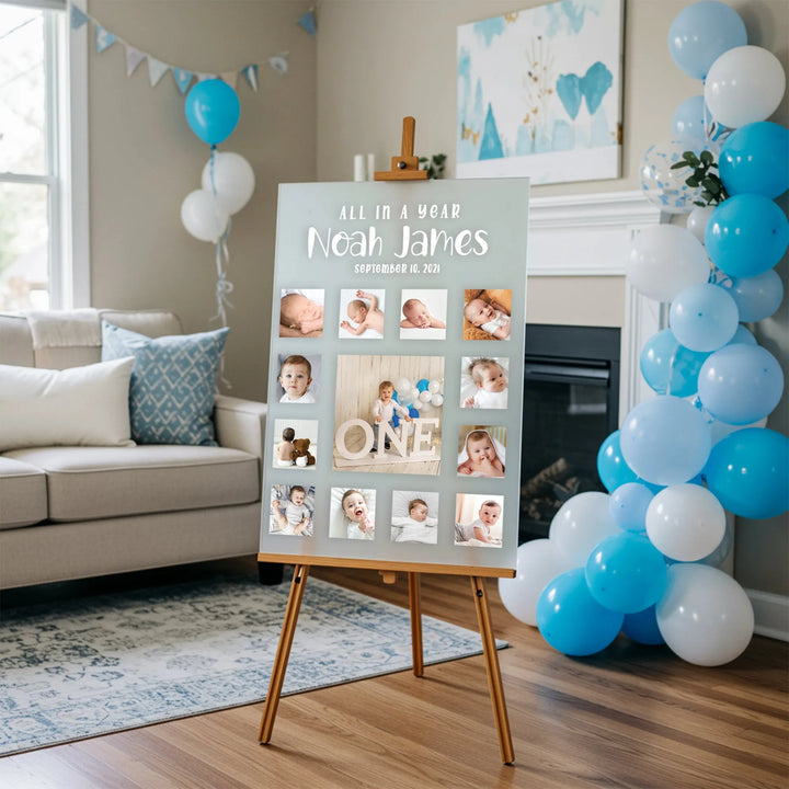 All In A Year Birthday Photo Collage Sign - iCustomLabel