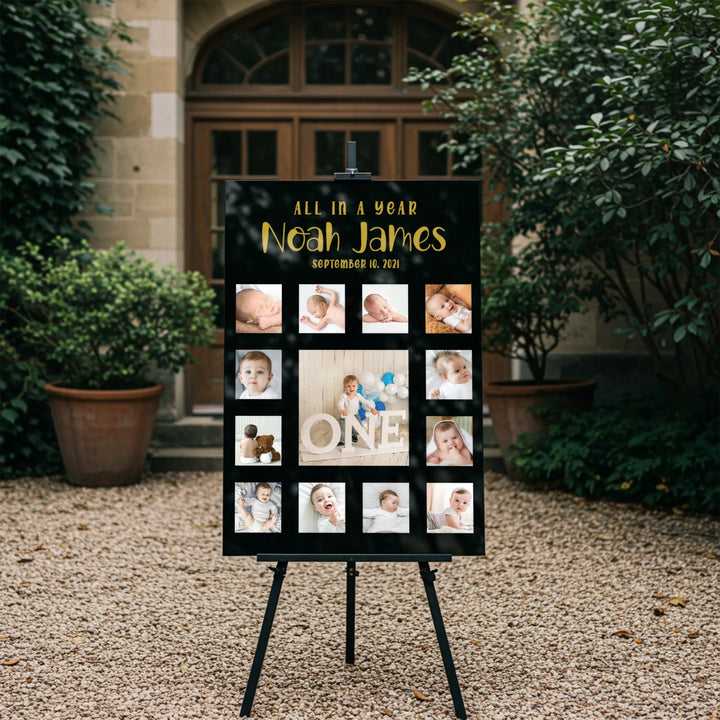 All In A Year Birthday Photo Collage Sign - iCustomLabel