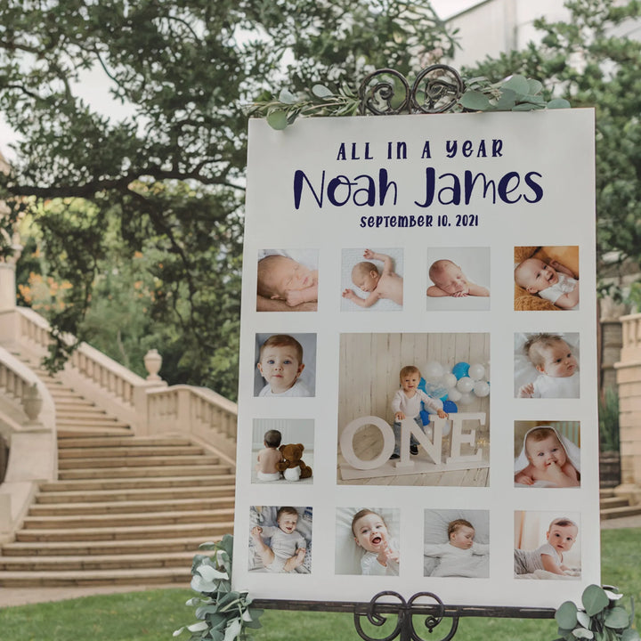 All In A Year Birthday Photo Collage Sign - iCustomLabel