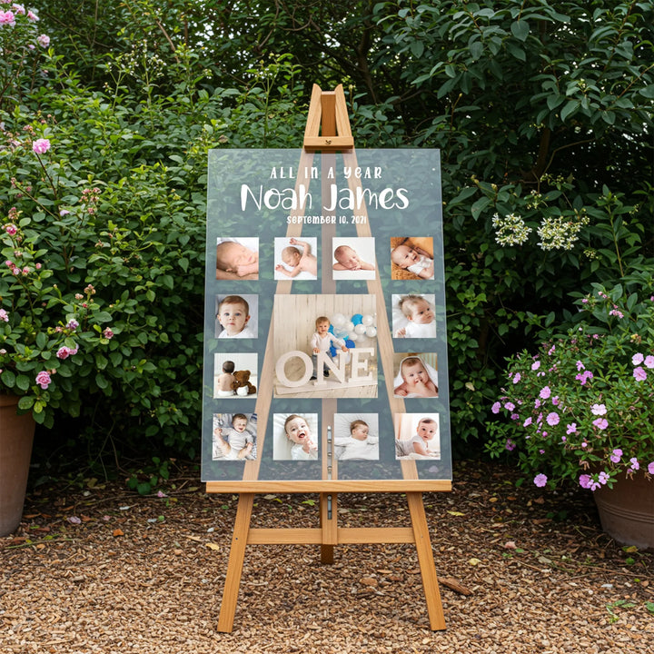 All In A Year Birthday Photo Collage Sign - iCustomLabel