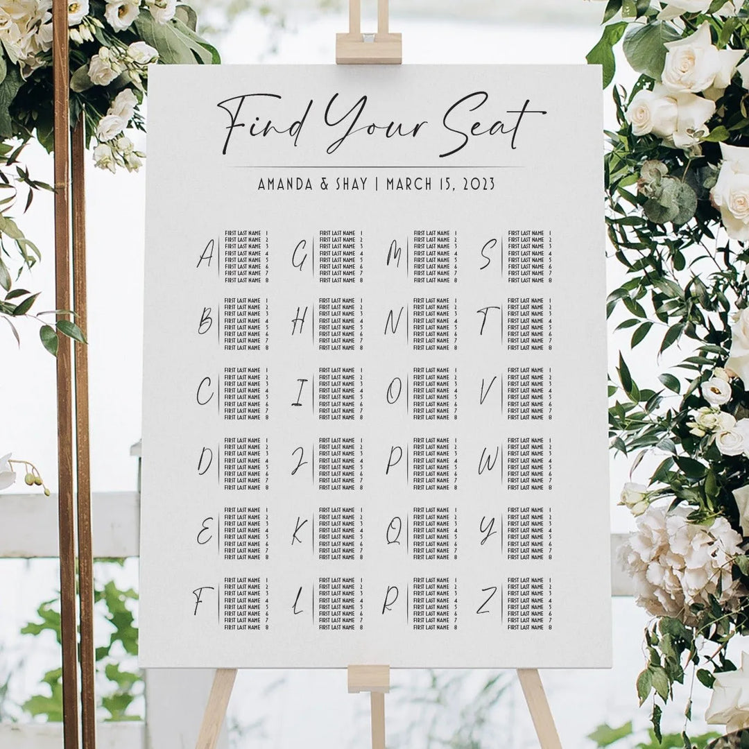 Alphabetical Wedding Seating Chart - iCustomLabel