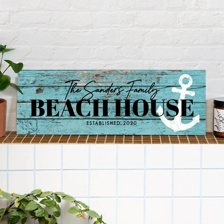 Anchor Beach House Wood Sign - iCustomLabel