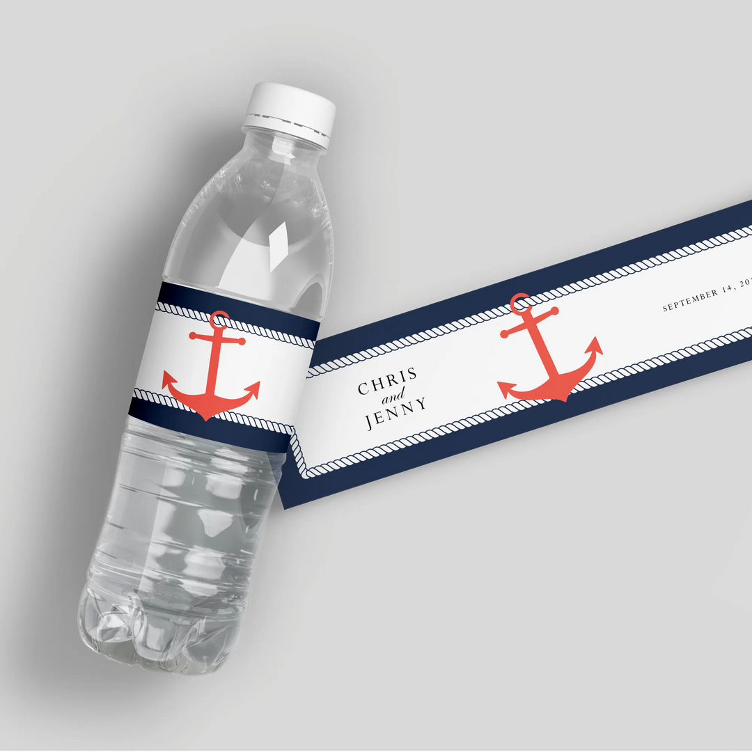 Anchor Rope Water Bottle Labels - iCustomLabel