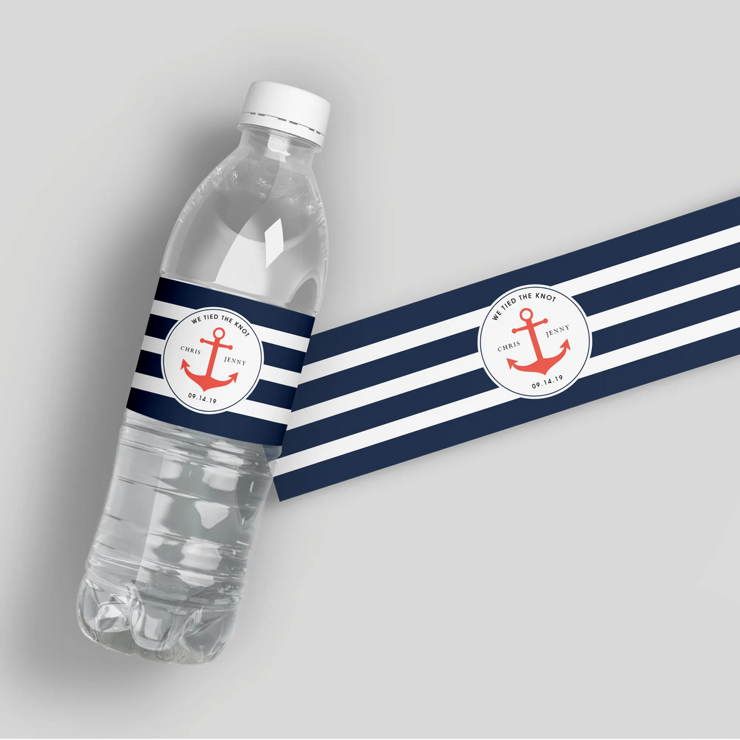 Anchor Striped Water Bottle Labels - iCustomLabel