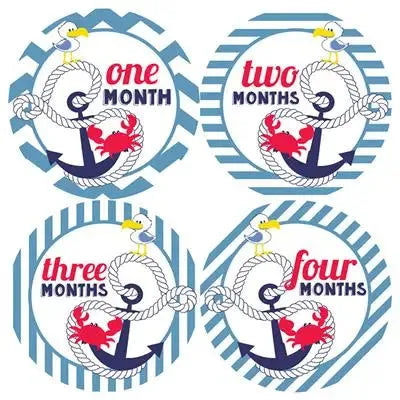 Anchors Aweigh Blue Baby Month Stickers - iCustomLabel