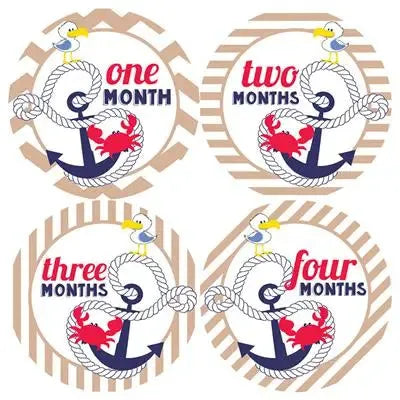 Anchors Aweigh Neutral Baby Month Stickers - iCustomLabel