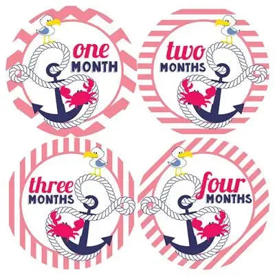 Anchors Aweigh Pink Baby Month Stickers - iCustomLabel