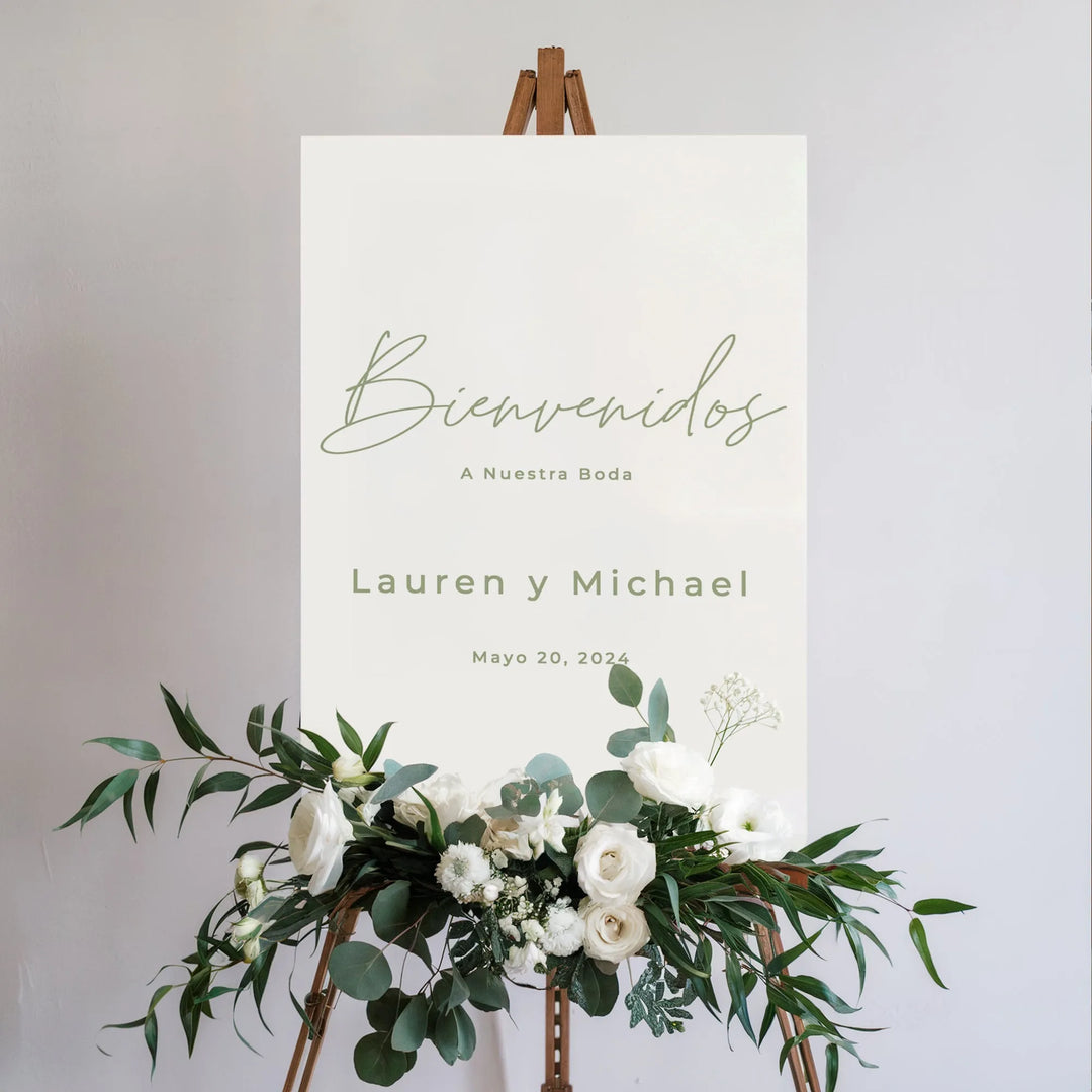 Angel Face Spanish Wedding Welcome Sign - iCustomLabel