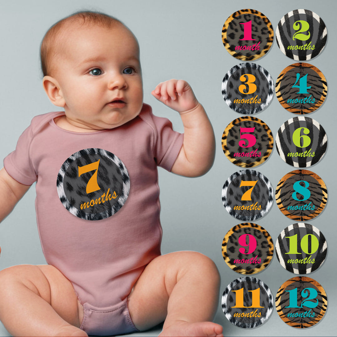 Animal Print Baby Month Stickers - iCustomLabel