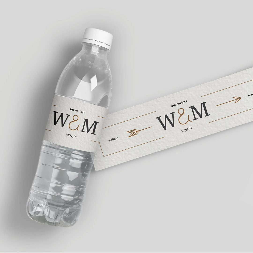 Arrow Initials Water Bottle Labels - iCustomLabel