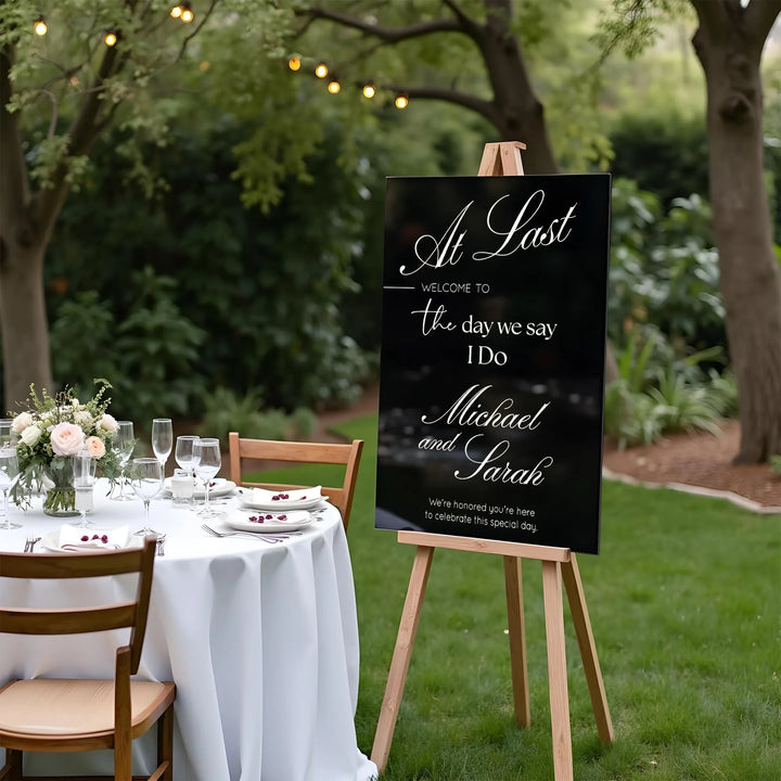 At Last Acrylic Wedding Welcome Sign - iCustomLabel