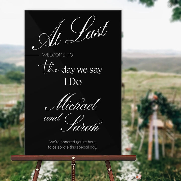 At Last Acrylic Wedding Welcome Sign - iCustomLabel