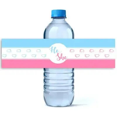 Baby Feet Gender Reveal Water Bottle Labels - iCustomLabel