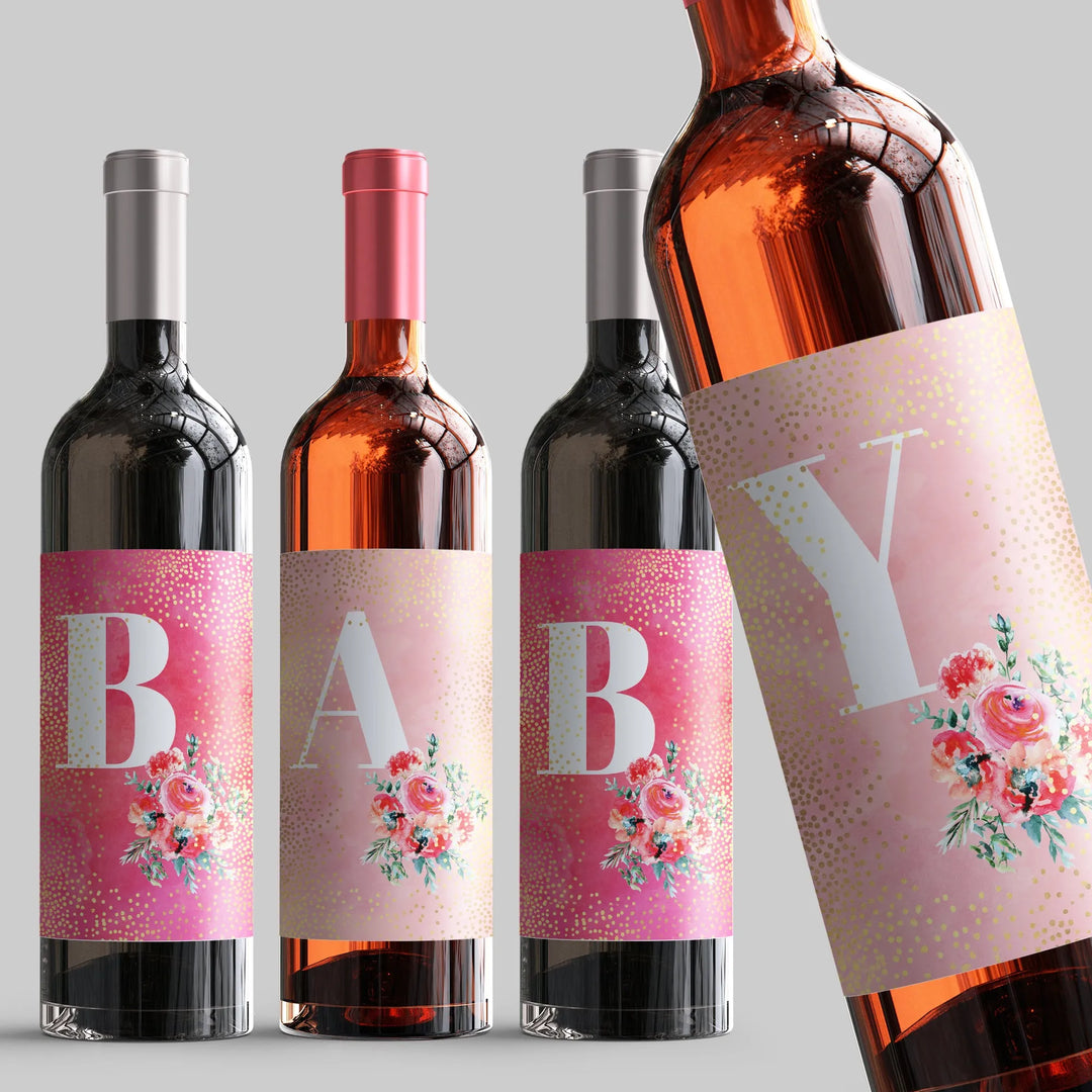 Baby Pink Wine Label Set - iCustomLabel