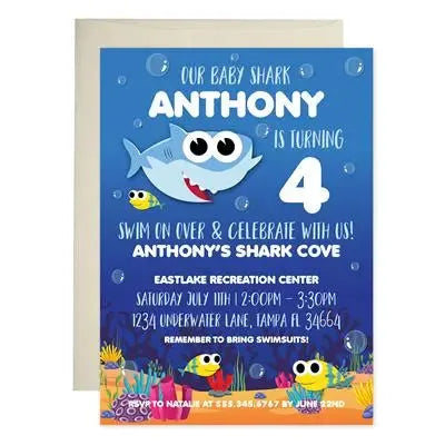 Baby Shark Birthday Invitations - iCustomLabel