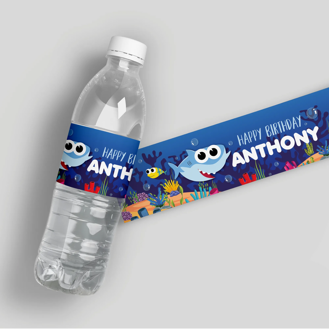 Baby Shark Birthday Water Bottle Labels - iCustomLabel