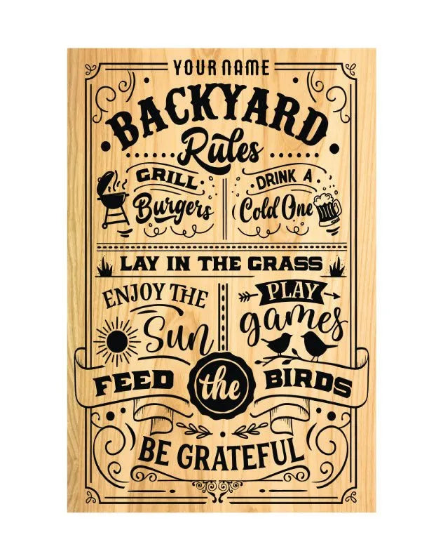 Backyard Rules Metal Sign - iCustomLabel
