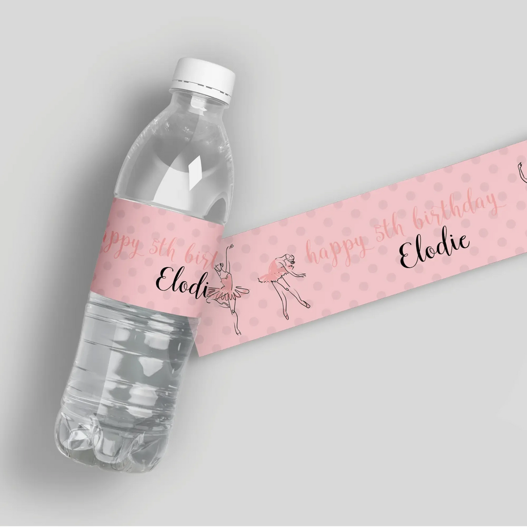 Ballerina Classy Birthday Water Bottle Labels - iCustomLabel