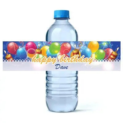 Balloon Birthday Water Bottle Labels - iCustomLabel