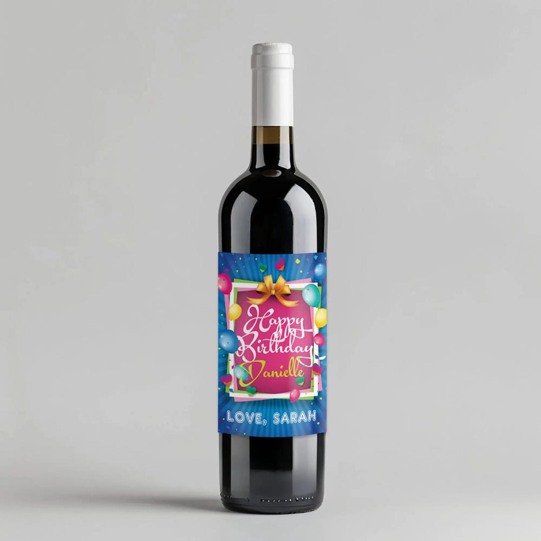 Balloons Birthday Wine Label - iCustomLabel