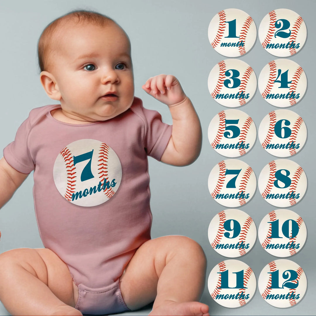 Baseball Baby Month Stickers - iCustomLabel