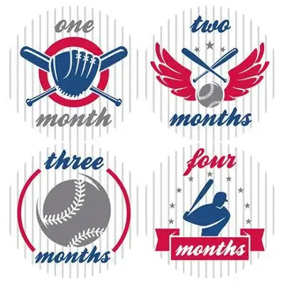 Baseball Emblem Baby Month Stickers - iCustomLabel