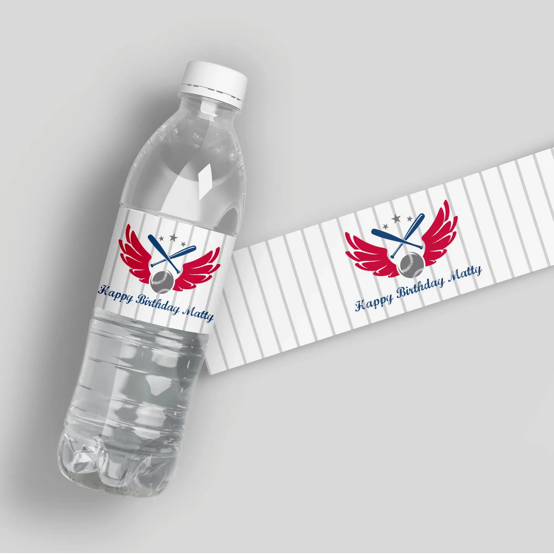 Baseball Emblem Water Bottle Labels - iCustomLabel