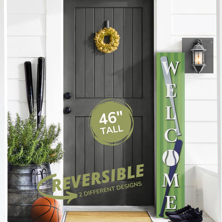 Baseball Home Porch Leaner Welcome Sign - iCustomLabel