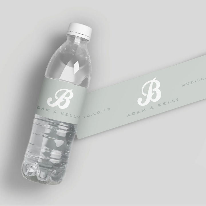 Basic Monogram Water Bottle Labels - iCustomLabel