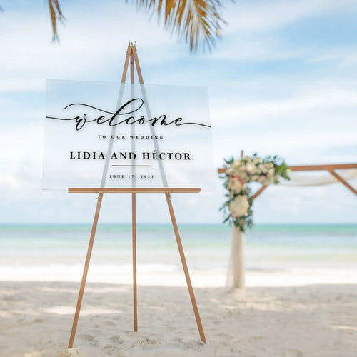 Basic script acrylic wedding welcome sign, personalized