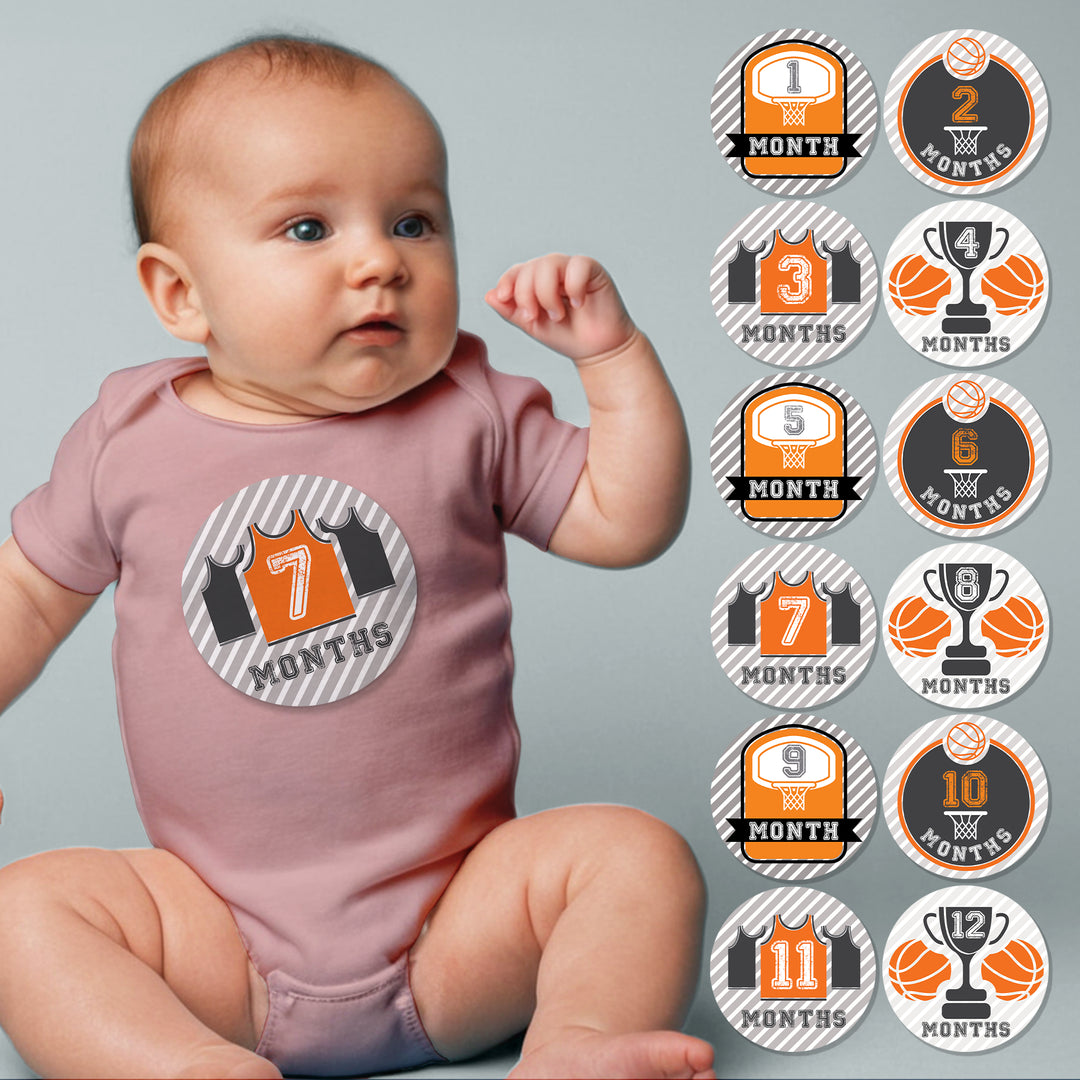 Basketball Baby Month Stickers - iCustomLabel