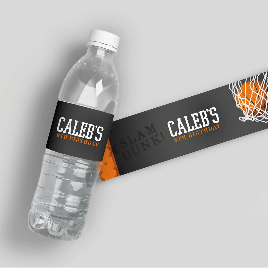 Basketball Birthday Water Bottle Labels - iCustomLabel