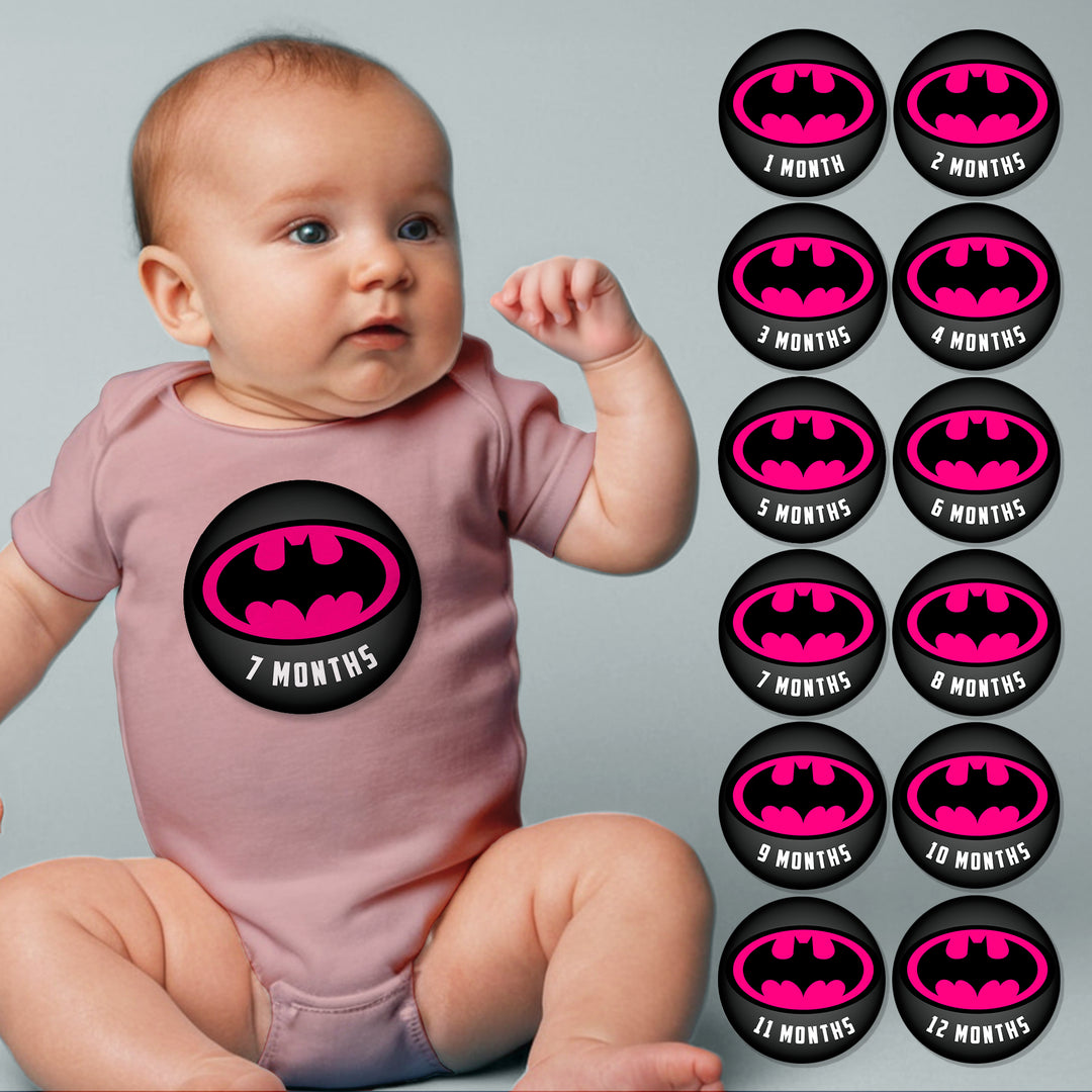 Batman Hot Pink Baby Month Stickers - iCustomLabel