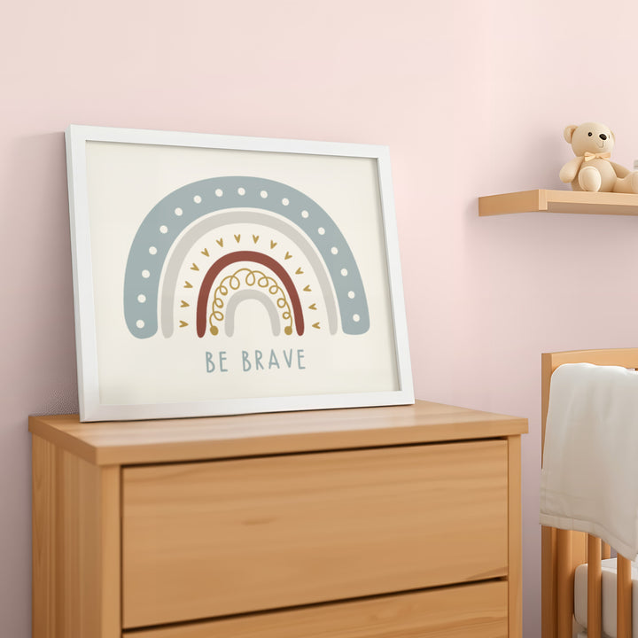 Be Brave Rainbow Nursery Poster – Colorful Wall Art for Kids Room - iCustomLabel