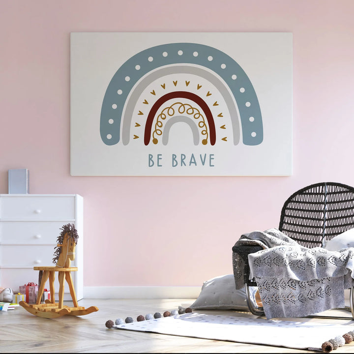 Be Brave Rainbow Nursery Poster – Colorful Wall Art for Kids Room - iCustomLabel