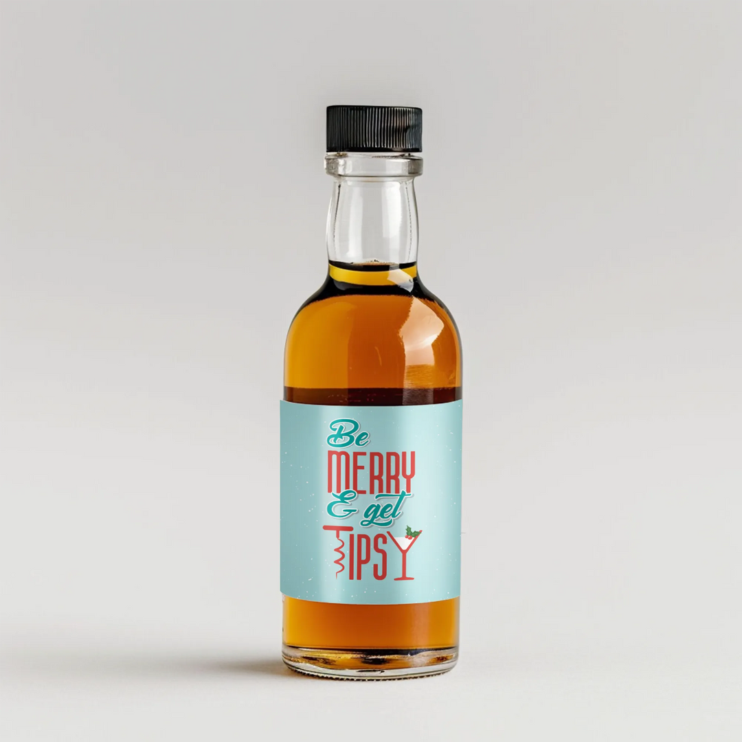 Be Merry Get Tipsy Mini Liquor Label - iCustomLabel