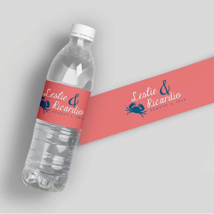 Beach Crab Water Bottle Labels - iCustomLabel