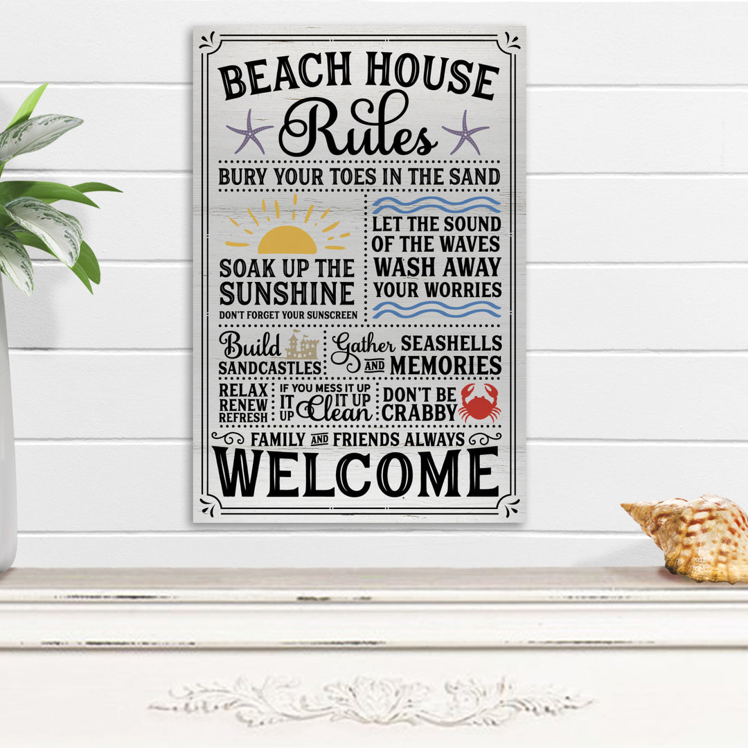 Beach House Rules Metal Wall Sign - iCustomLabel