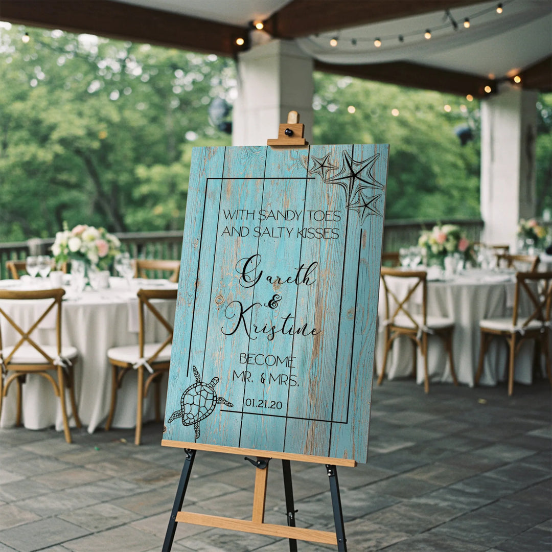 Beach Wedding Welcome Wood Sign - iCustomLabel