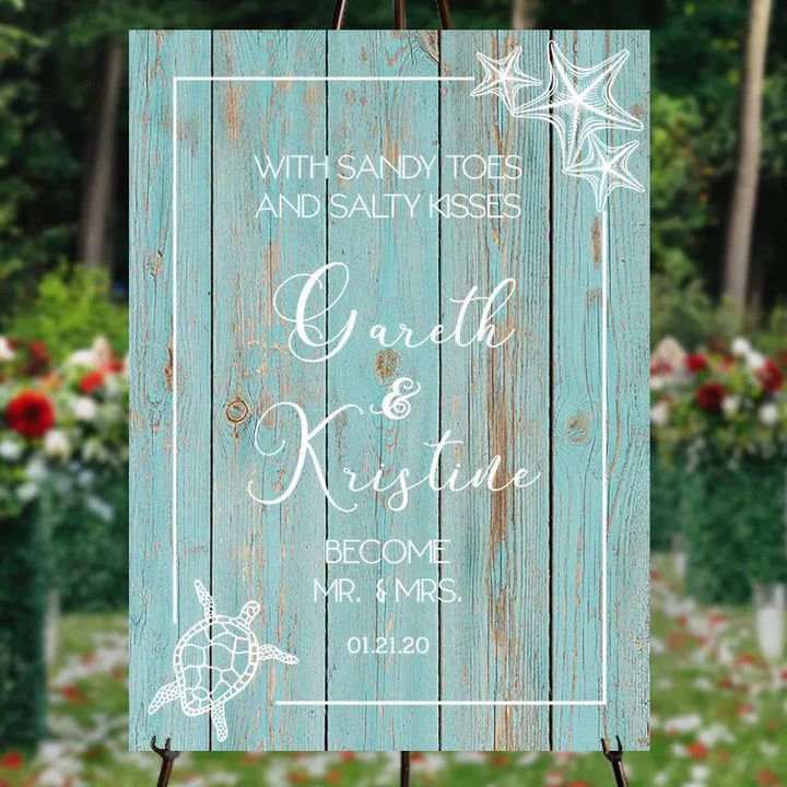 Beach Wedding Welcome Wood Sign - iCustomLabel