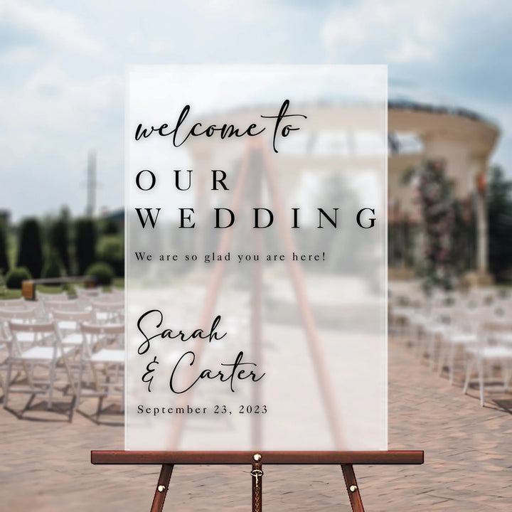 Beautiful Black Minimalist Wedding Welcome Sign - iCustomLabel