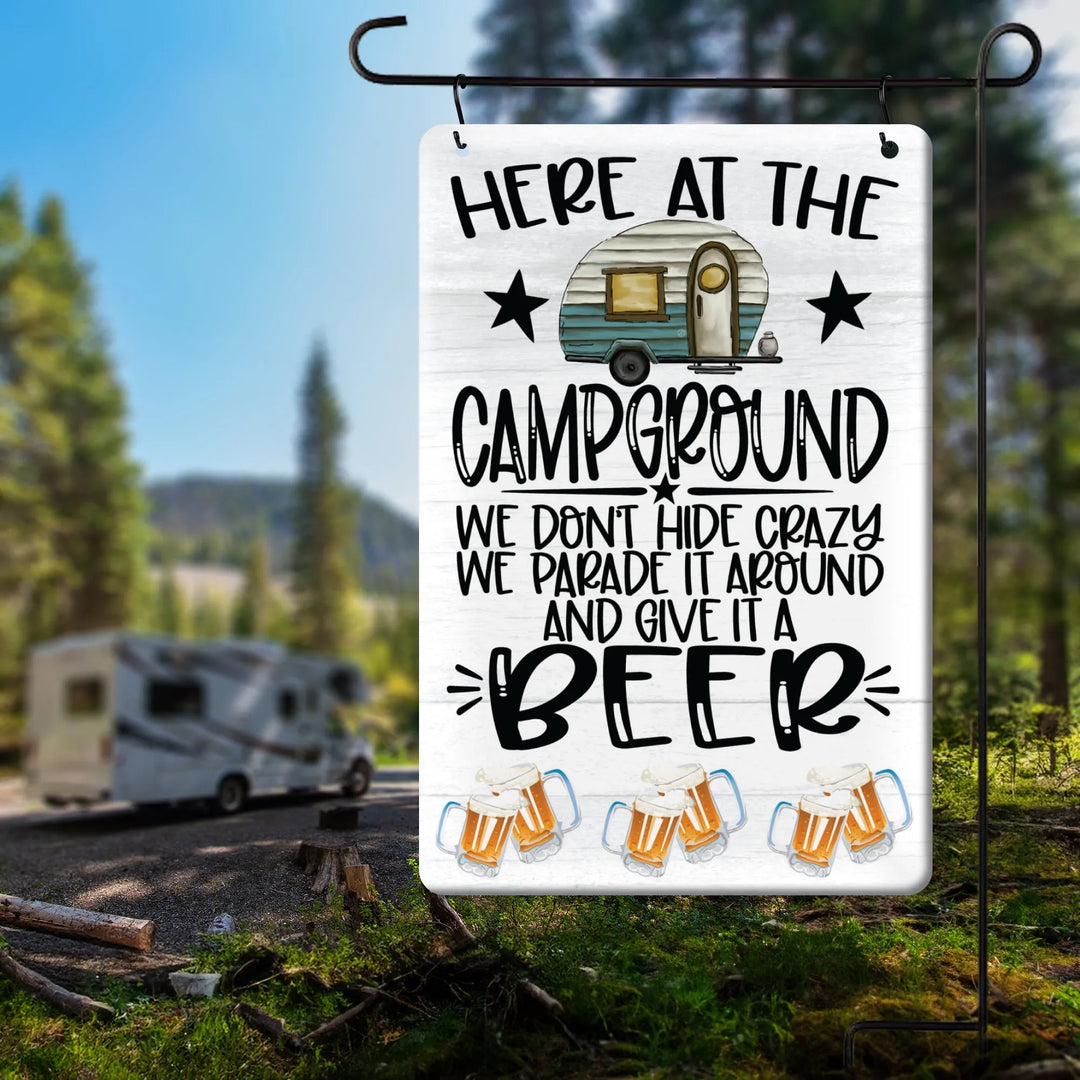 Beer Campground Metal Garden Flag - iCustomLabel