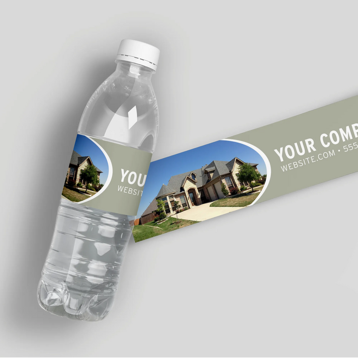Beige Real Estate Water Bottle Labels - iCustomLabel
