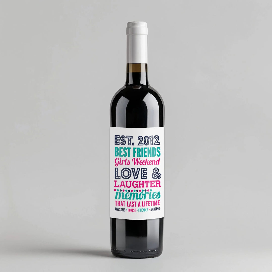 Best Friend Established Wine Label - iCustomLabel