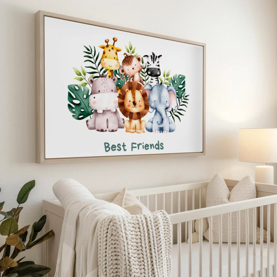 Best Friends Animal Nursery Poster – Cute Kids Room Wall Art - iCustomLabel